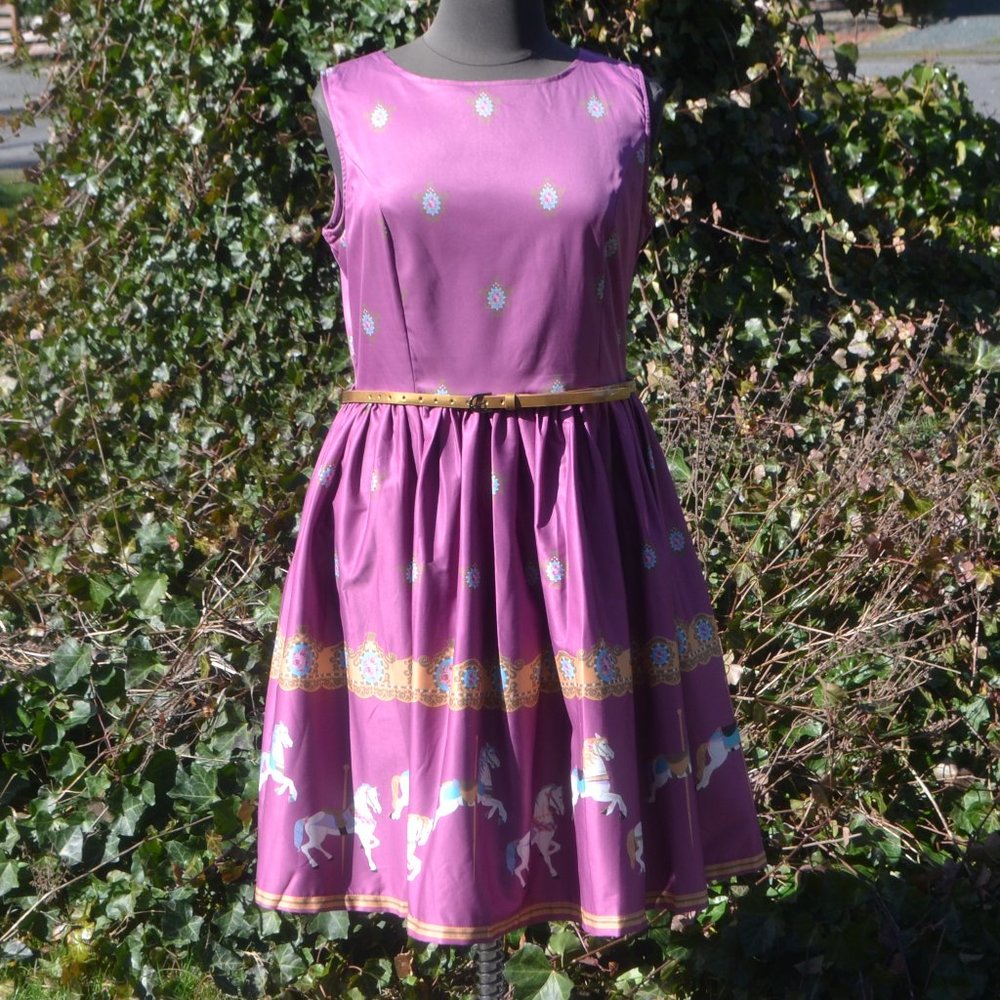 NWOT Lindy Bop US16 Carousel Horse Print Dress